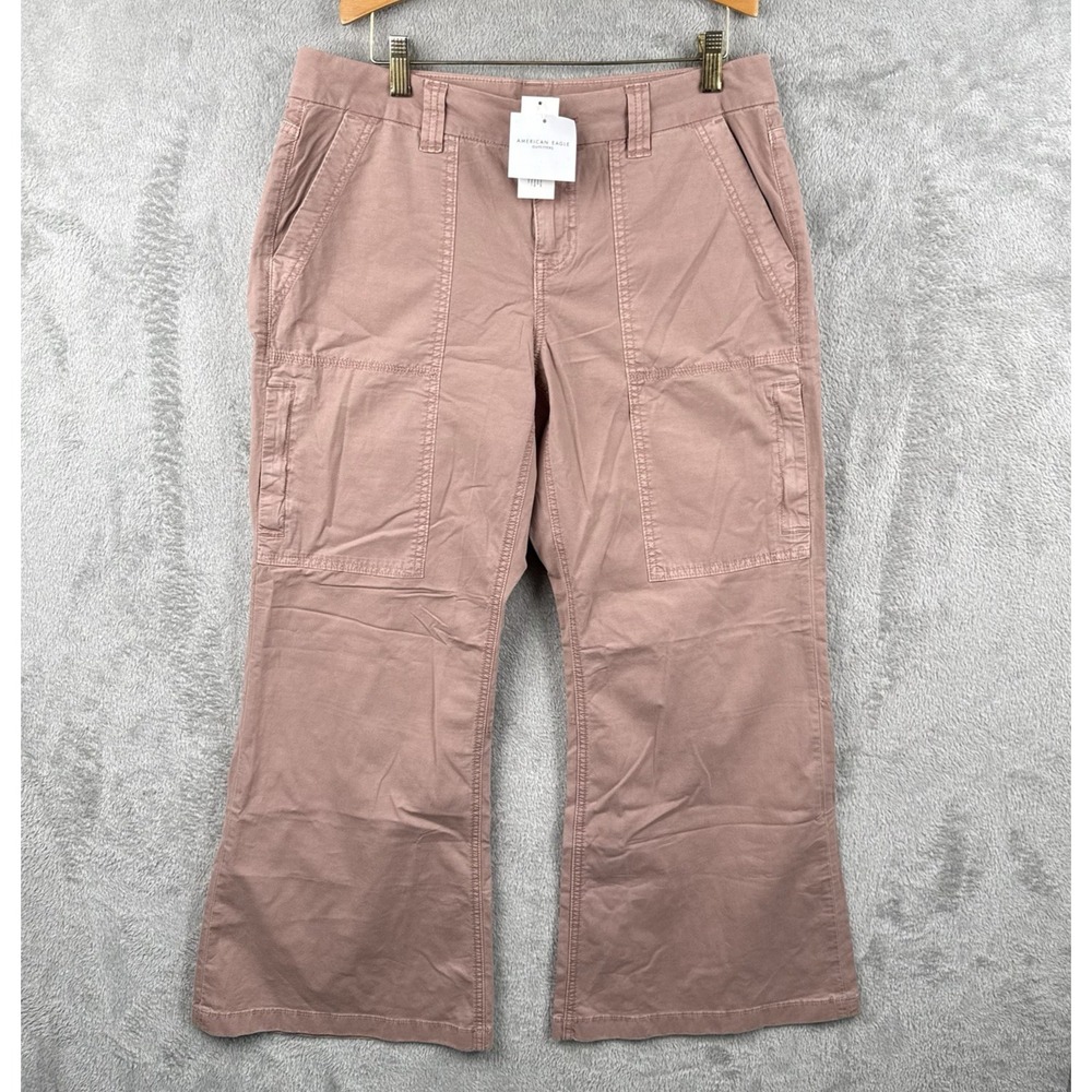 American Eagle Pants‎ Womens 10S Mauve Cotton Stretch Flared Casual Pockets NWT
